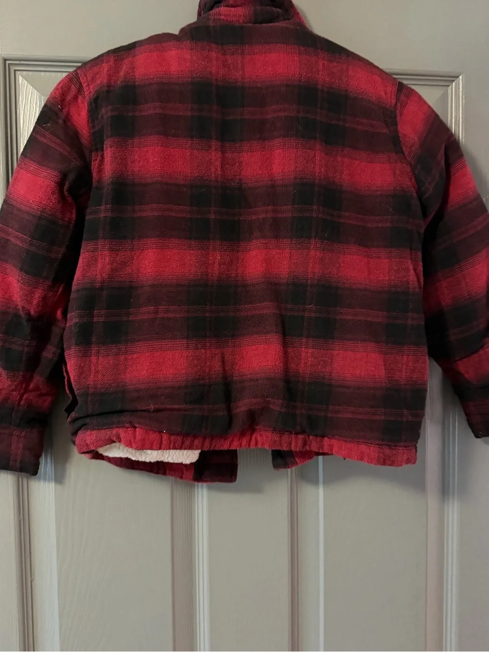 Old Navy Red & Black Plaid Sherpa Jacket